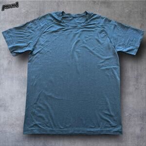 Lululemon Athletic Shirt Mens Large Blue Seamless Raglan Mesh Crewneck Gym